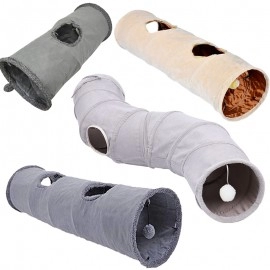 Collapsible Cat Tunnel Suede Fabric Puppy Rabbit Play Chase Hide Tunnel Tube Indoor for Game Exercising Hiding Training Pet Toys