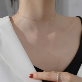 Trendy 925 Sterling Silver Korean Bead Chain Choker Simplicity Necklace For Women Gift Fine Jewelry Free Shipping 