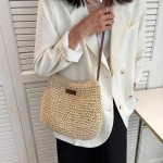 Ladies Fashion Summer Straw Crossbody Bag Women Beach Holiday Shopping Bag Woven Shoulder Handbag Messenger Purses Bag